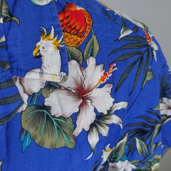 Vintage RJC Hawaiian Parrot Shirt Aloha Tropical Birds Tiki Island Flowers Sz LG - Picture 4 of 14